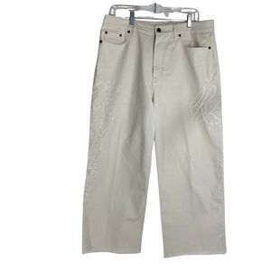 Lauren Ralph Lauren High Rise Relaxed Cropped Embroidered Jeans Sz 12